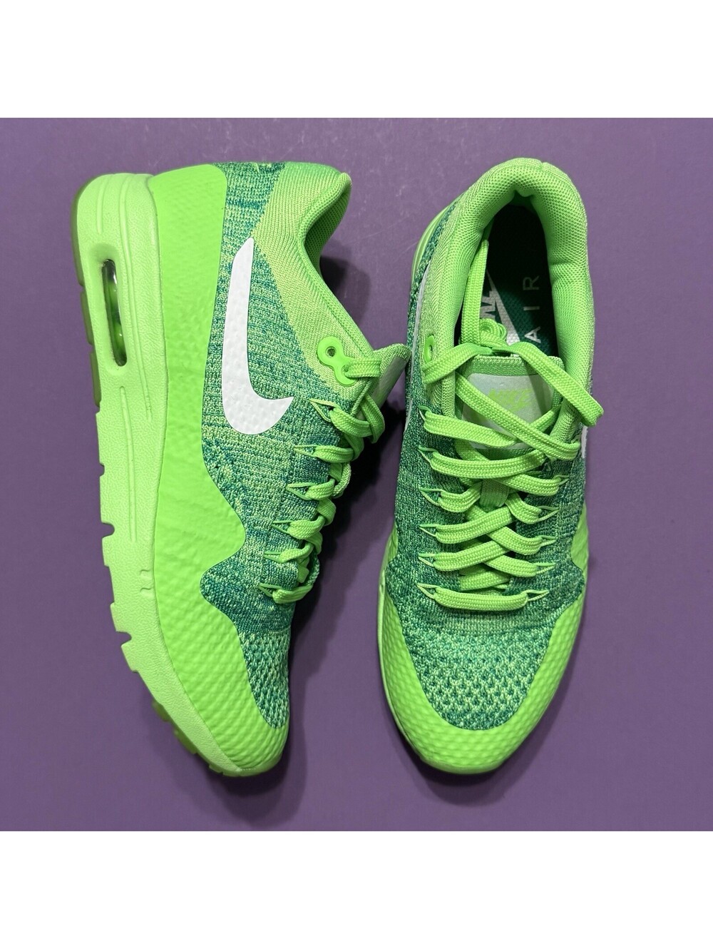 Nike Air Max 1 Ultra Flyknit 2016 Voltage Green Shoes 843387 301 Women Size 7.5